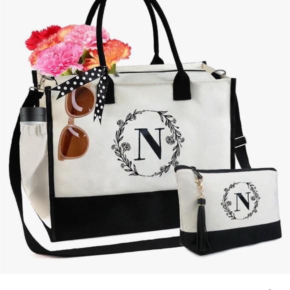 Initial tote bee green bag - Picture 1 of 2